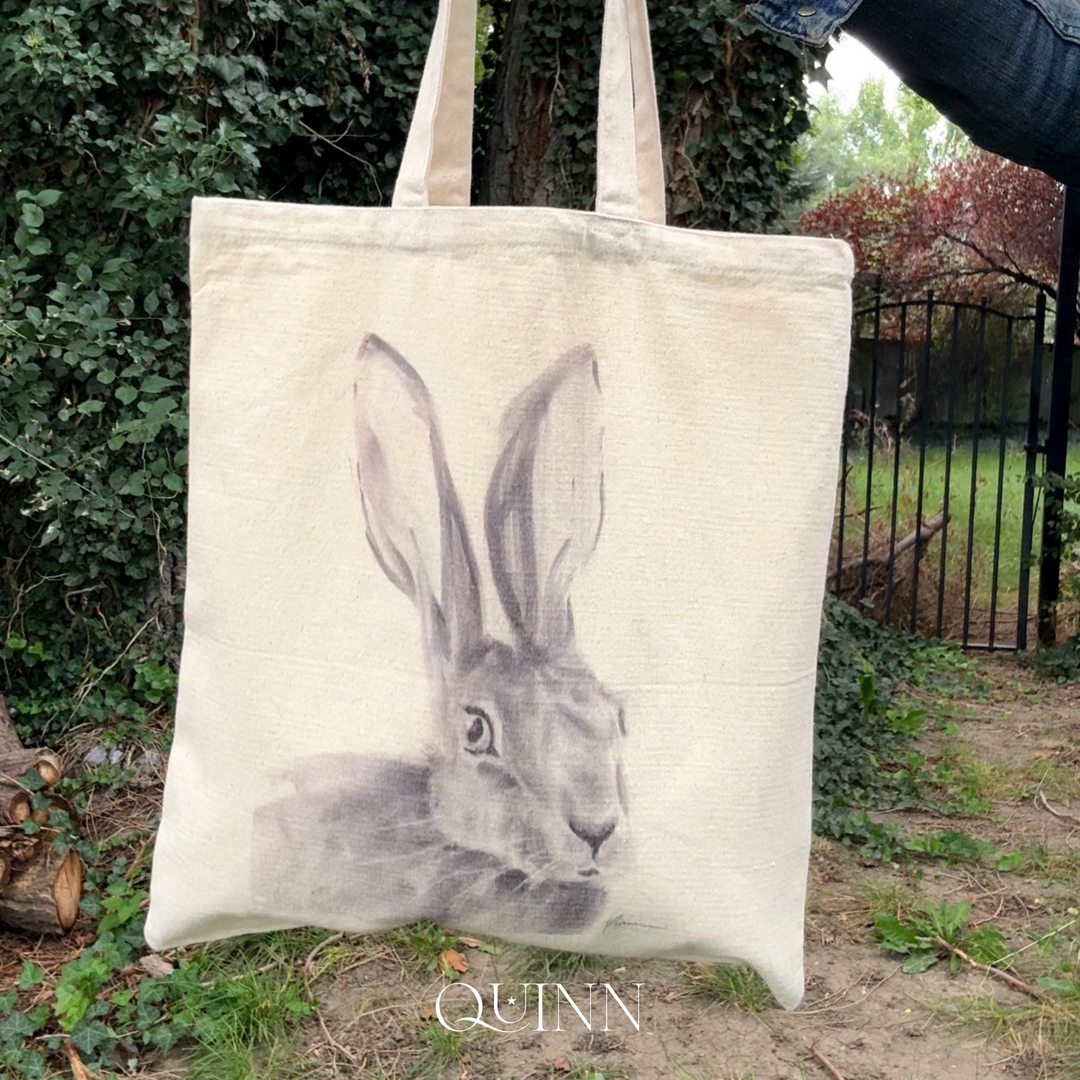 The Wayfinder | Charcoal Rabbit Tote Bag