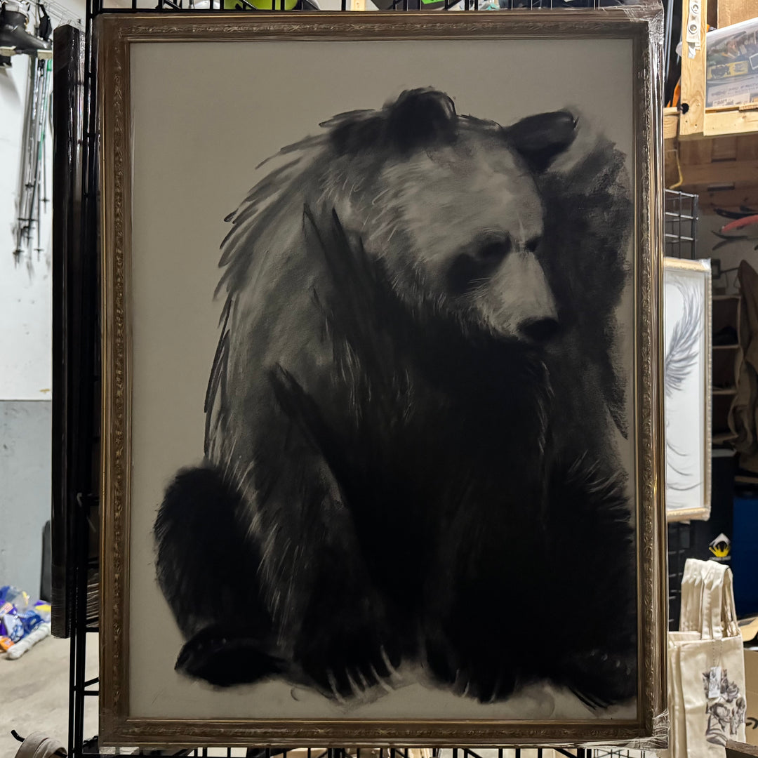 You are Loved | Charcoal Bear Drawing | 24x32" Framed Reproduction