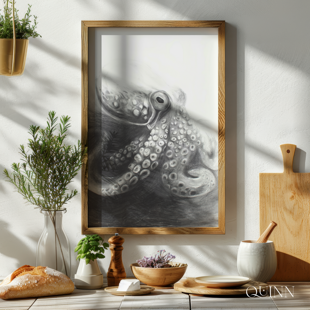 Indomitable Spirit | Charcoal Octopus Limited Edition Signed Fine Art Print