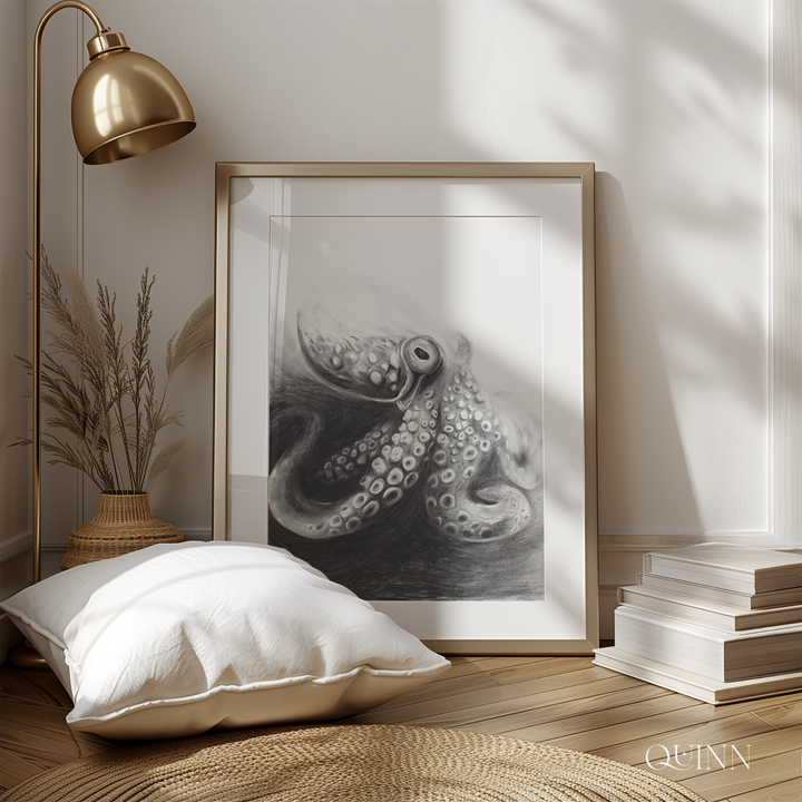 Indomitable Spirit | Charcoal Octopus Limited Edition Signed Fine Art Print