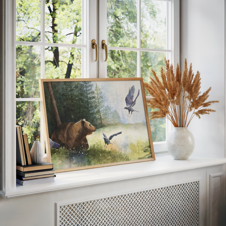 The Call of the Wild | Watercolor Bear Birds Forest Limited Edition Signed Fine Art Print
