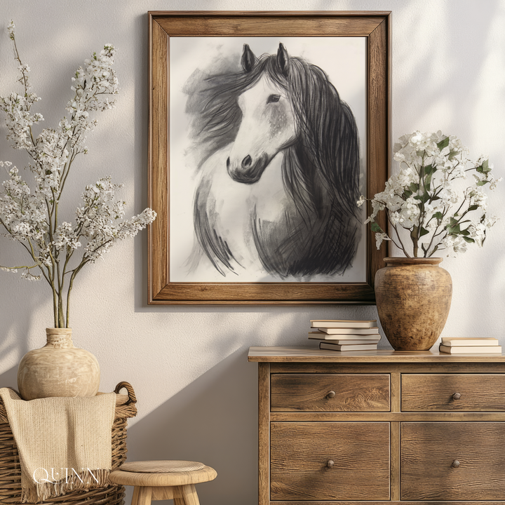 Never Alone | Charcoal Horse Limited Edition Signed Fine Art Print