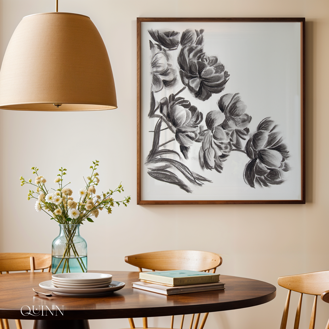 Midnight Peonies | Charcoal Floral Limited Edition Signed Fine Art Print