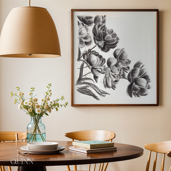 Midnight Peonies | Charcoal Floral Limited Edition Signed Fine Art Print