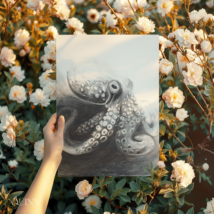 Indomitable Spirit | Charcoal Octopus Limited Edition Signed Fine Art Print