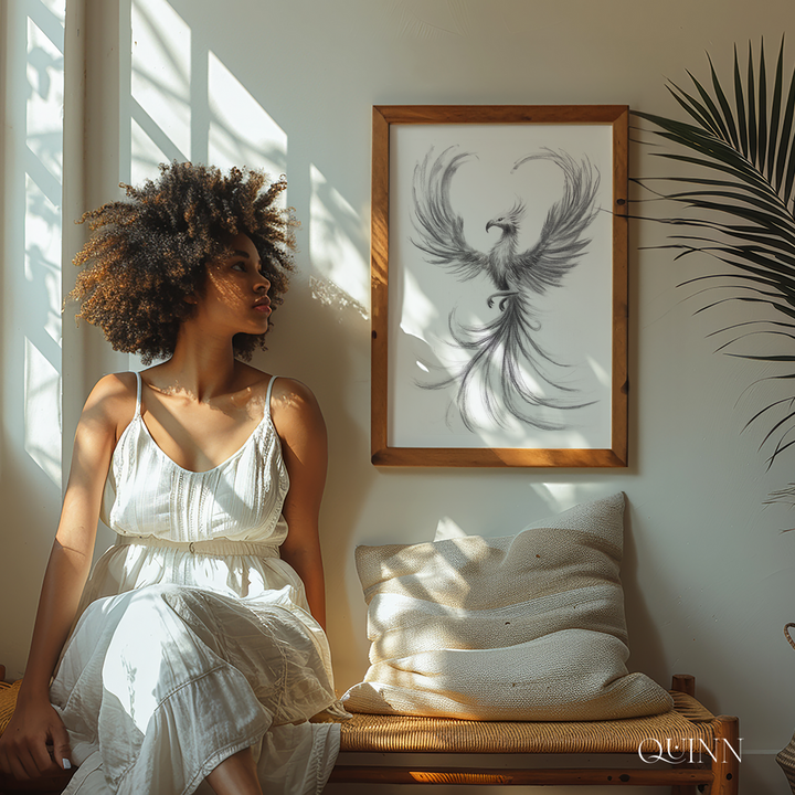 And Still I Rise | Charcoal Phoenix Bird Limited Edition Signed Fine Art Print