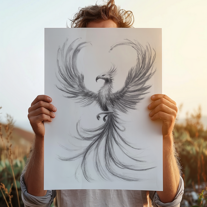 And Still I Rise | Charcoal Phoenix Bird Limited Edition Signed Fine Art Print