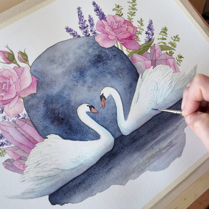 Full Pink Moon in Libra | Original Watercolor Painting 11x14" Unframed