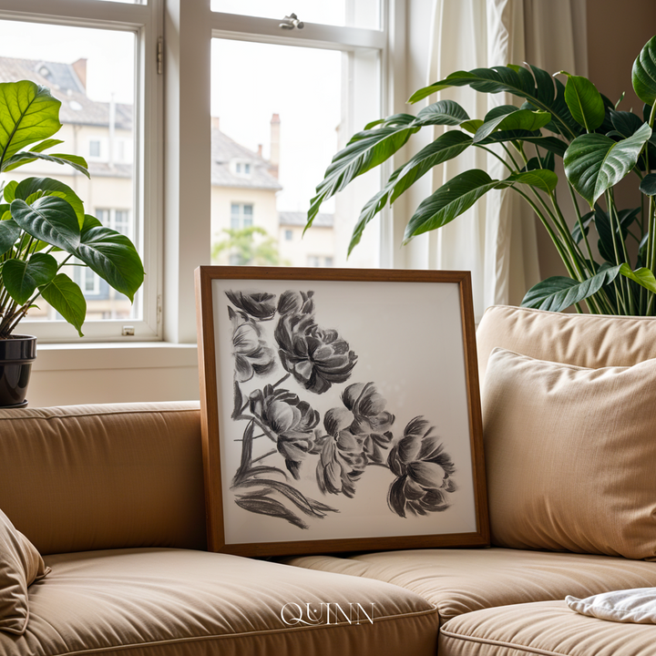 Midnight Peonies | Charcoal Floral Limited Edition Signed Fine Art Print