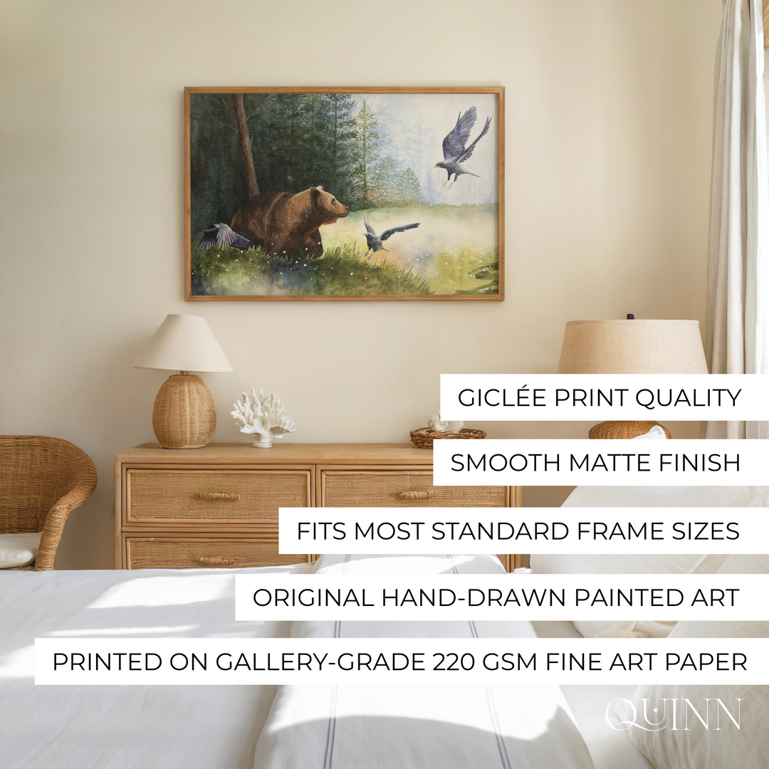 The Call of the Wild | Watercolor Bear Birds Forest Limited Edition Signed Fine Art Print