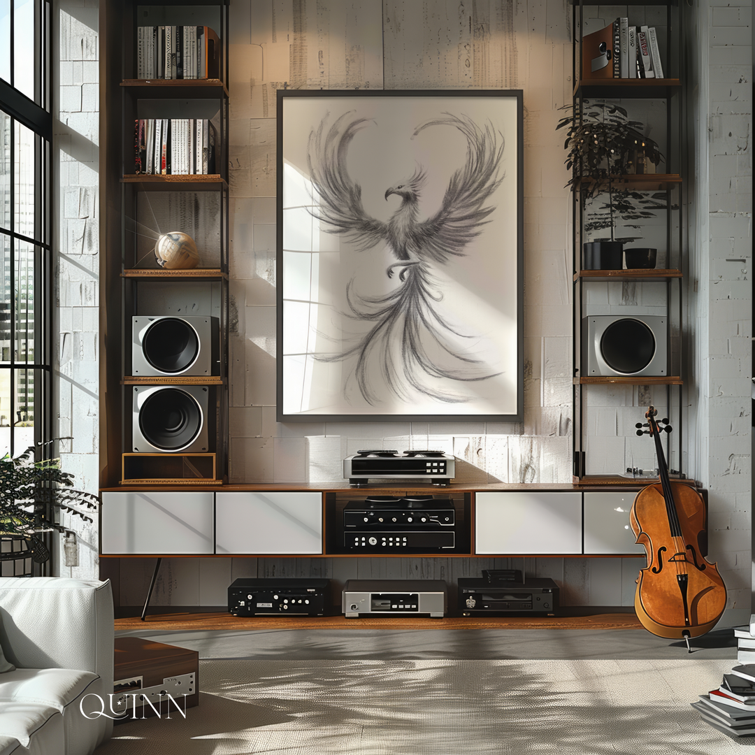 And Still I Rise | Charcoal Phoenix Bird Limited Edition Signed Fine Art Print