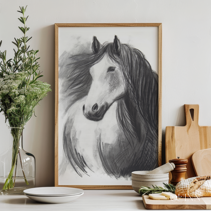 Never Alone | Charcoal Horse Limited Edition Signed Fine Art Print