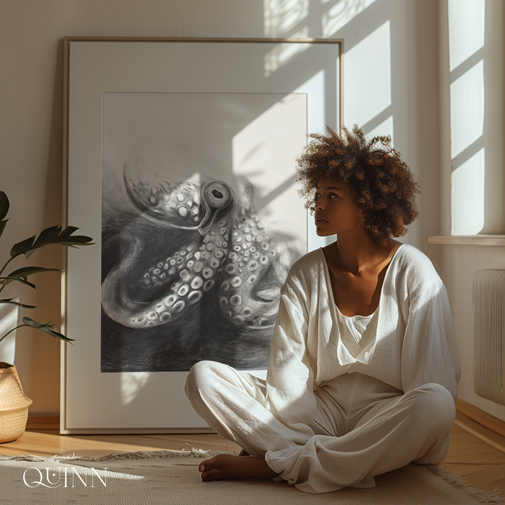Indomitable Spirit | Charcoal Octopus Limited Edition Signed Fine Art Print