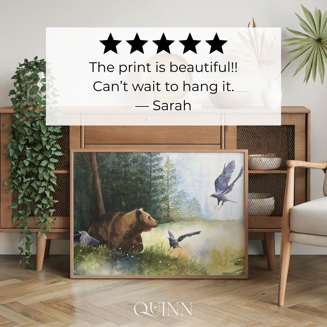 The Call of the Wild | Watercolor Bear Birds Forest Limited Edition Signed Fine Art Print