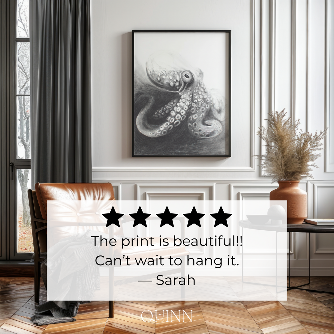 Indomitable Spirit | Charcoal Octopus Limited Edition Signed Fine Art Print