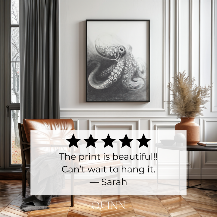 Indomitable Spirit | Charcoal Octopus Limited Edition Signed Fine Art Print