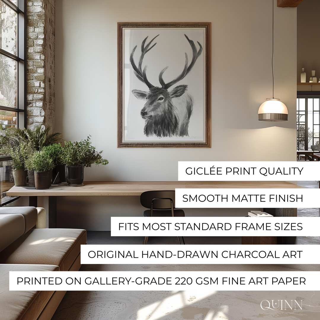 Guide Me Home | Charcoal Stag Limited Edition Signed Fine Art Print