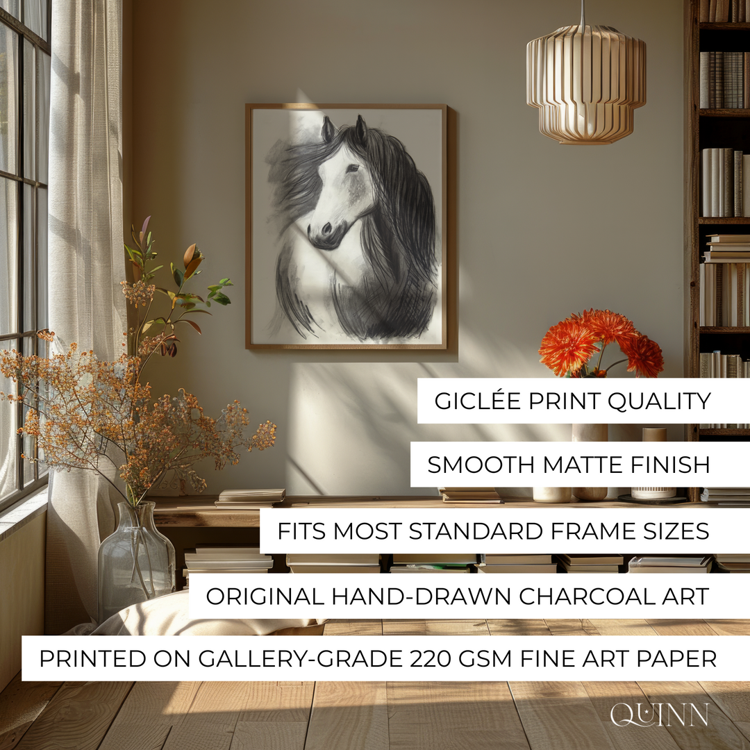 Never Alone | Charcoal Horse Limited Edition Signed Fine Art Print
