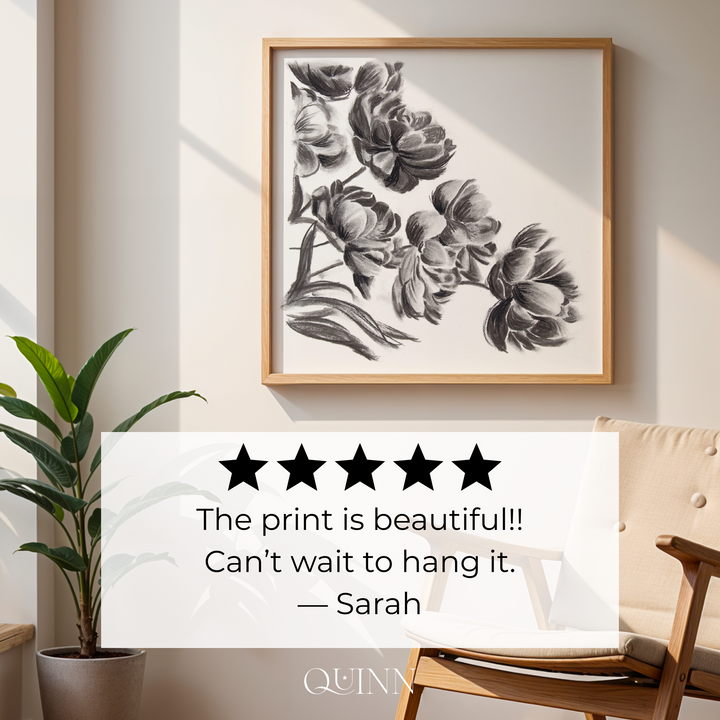 Midnight Peonies | Charcoal Floral Limited Edition Signed Fine Art Print