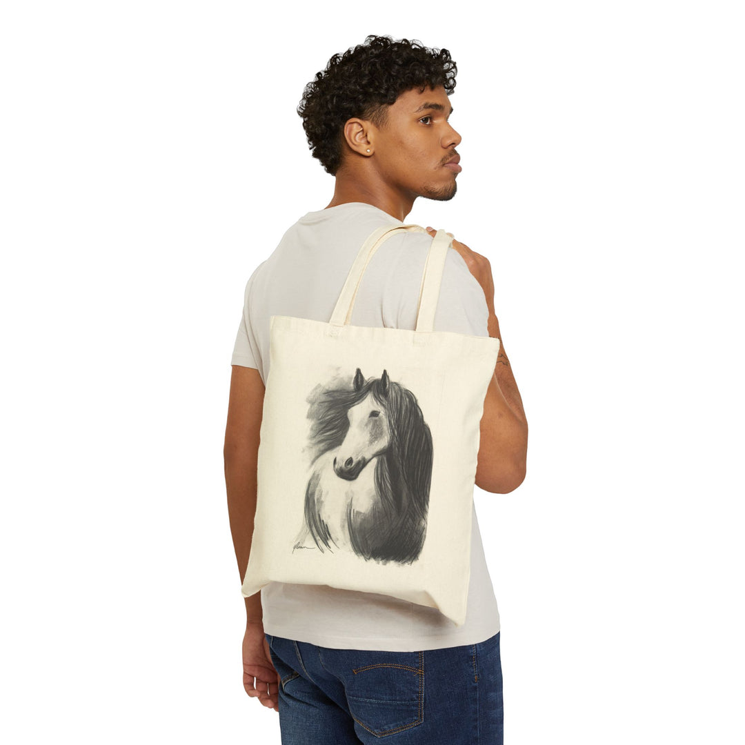 Never Alone | Horse Charcoal Drawing Tote Bag