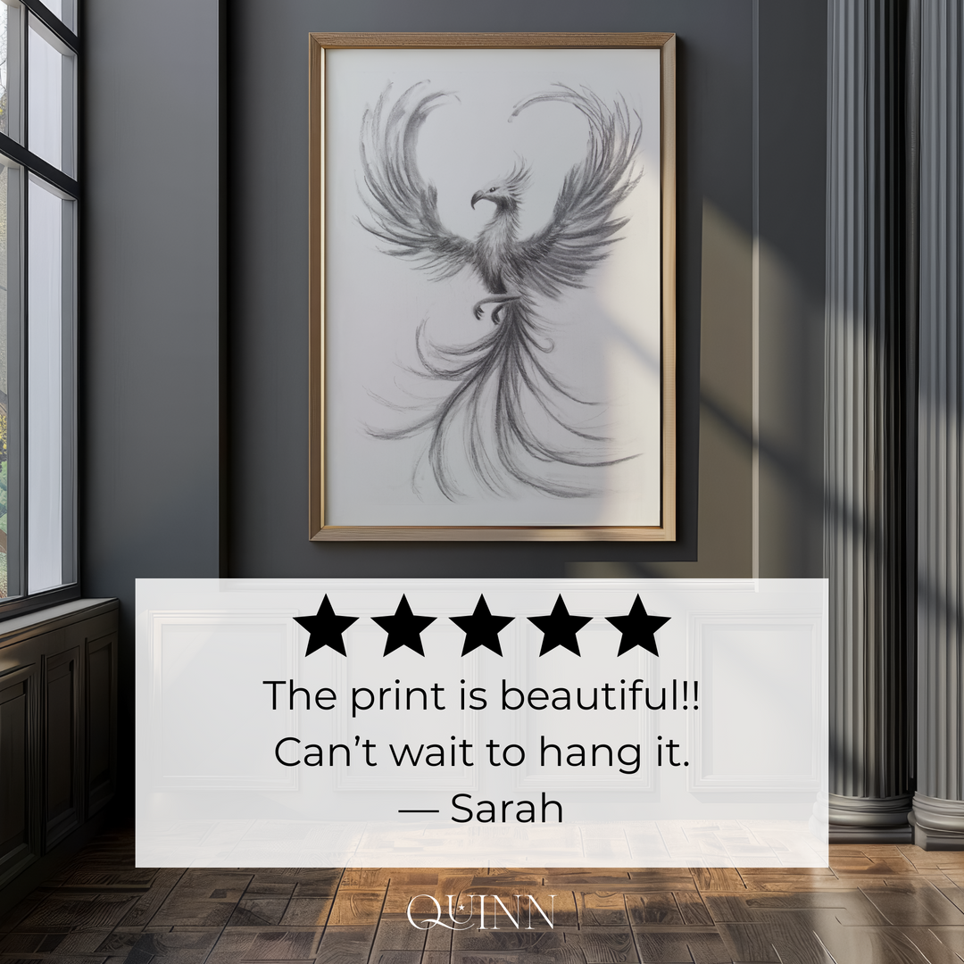 And Still I Rise | Charcoal Phoenix Bird Limited Edition Signed Fine Art Print