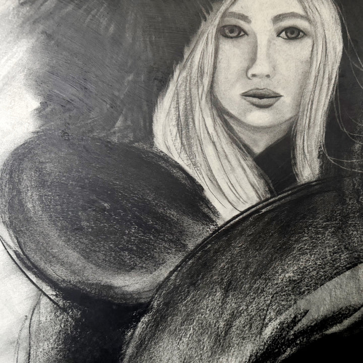Strength Giver | Original Charcoal Bear Drawing | 18x24" Framed