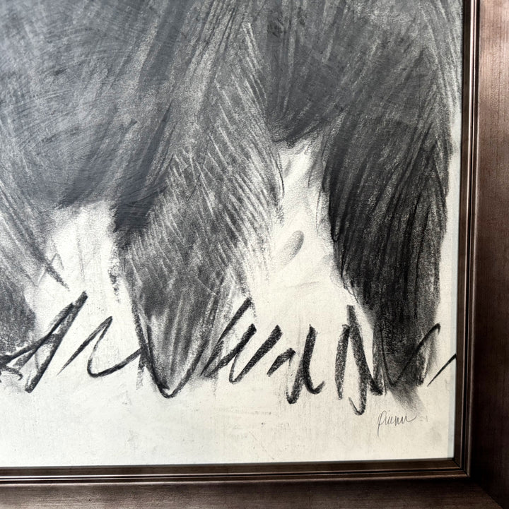 Let's Play | Original Charcoal Highland Horse Drawing | 18x24" Framed