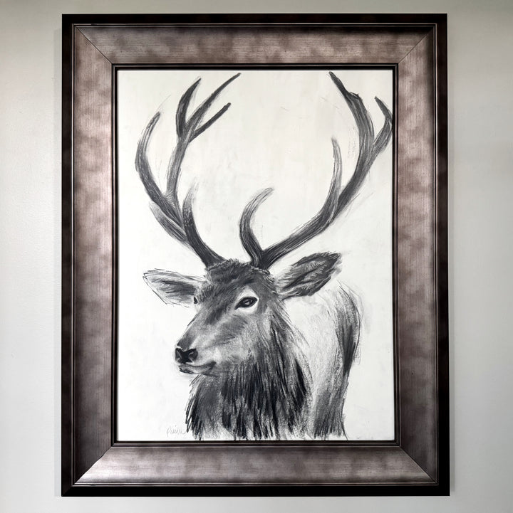 Guide Me Home | Original Charcoal Stag Drawing | 18x24" Framed