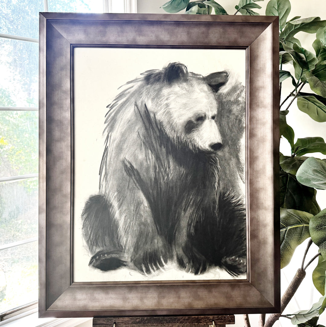 You are Loved | Original Charcoal Bear Drawing | 18x24" Framed
