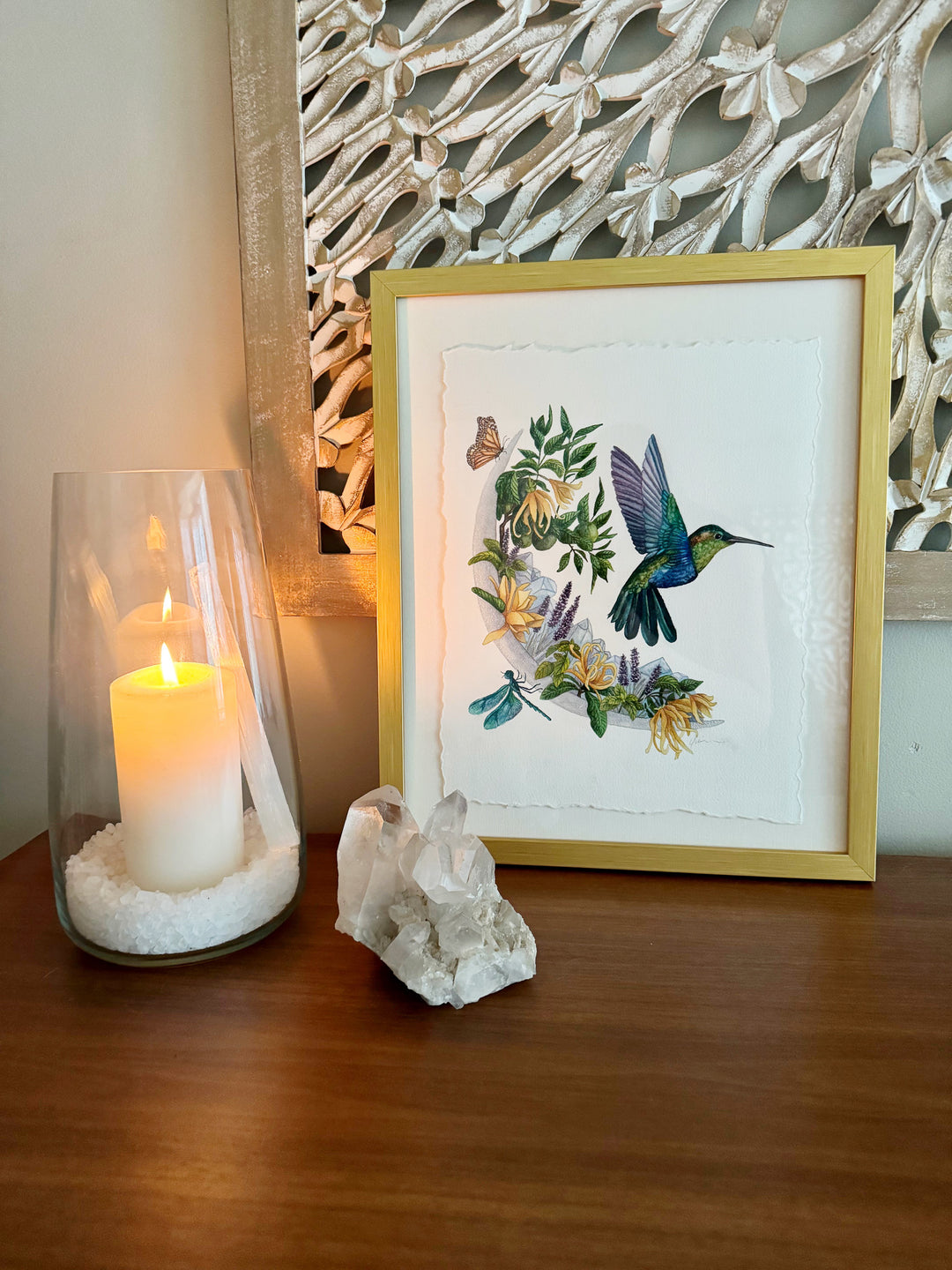 Gemini New Moon | Original Watercolor Painting 11x14" Framed