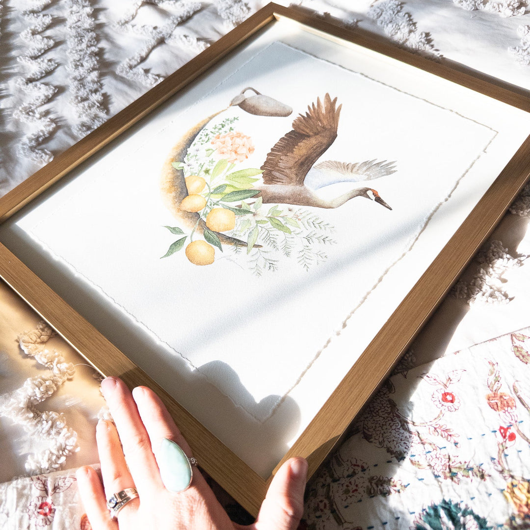 Aquarius New Moon | Original Watercolor Painting 11x14" Framed
