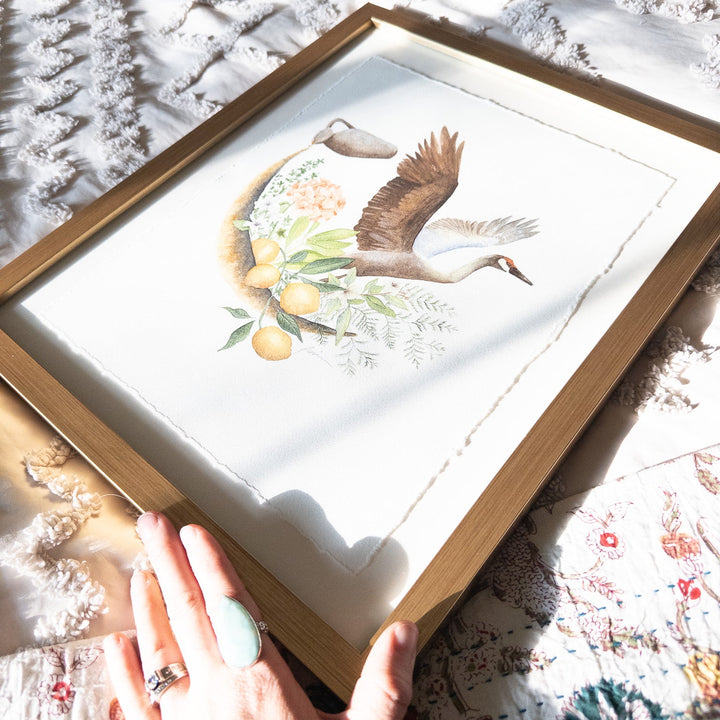 Aquarius New Moon | Original Watercolor Painting 11x14" Framed