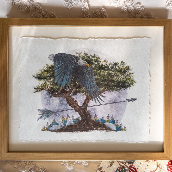 Sagittarius Full Moon | Original Watercolor Painting 11x14" Framed