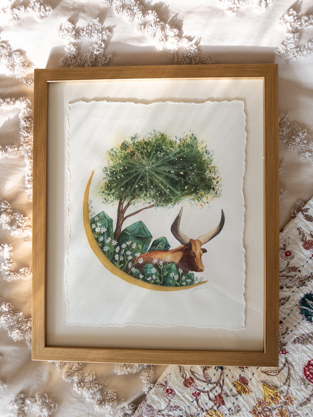 Taurus New Moon | Original Watercolor Painting 11x14" Framed