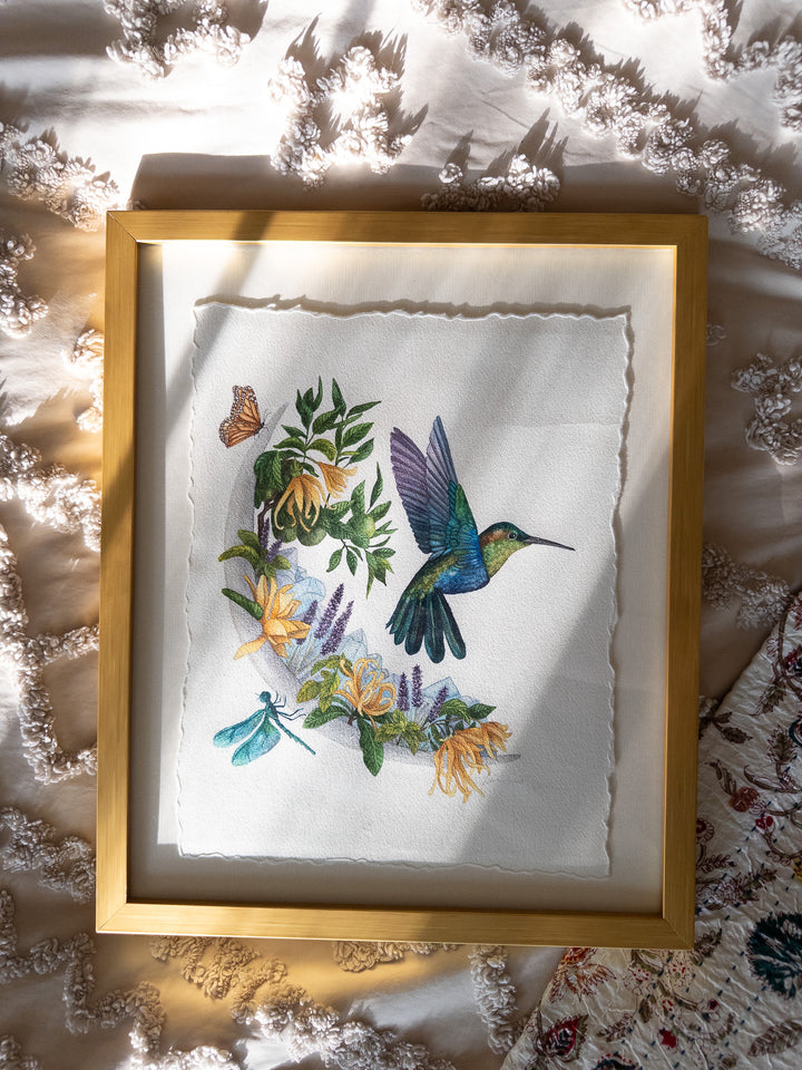Gemini New Moon | Original Watercolor Painting 11x14" Framed