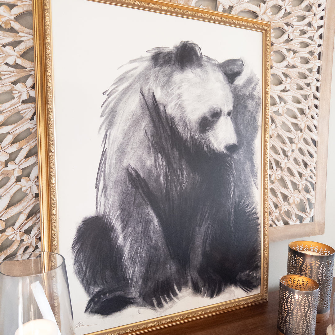 You are Loved | Charcoal Bear Drawing | 24x32" Framed Reproduction
