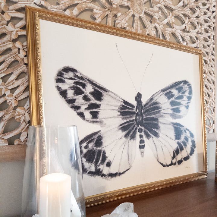 Triumphant Emergence | Charcoal Butterfly Drawing | 24x32" framed reproduction