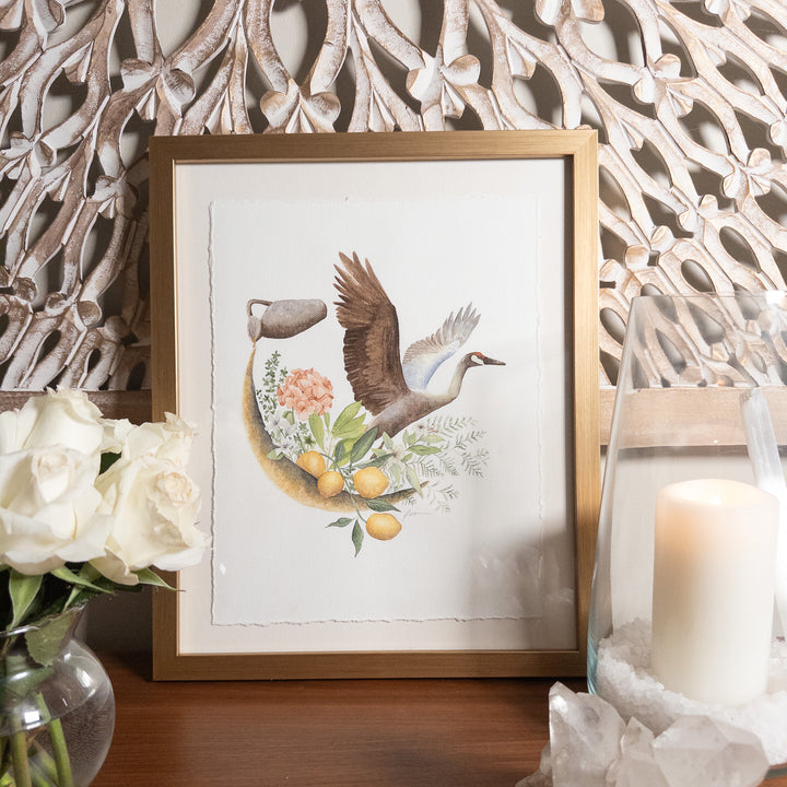 Aquarius New Moon | Original Watercolor Painting 11x14" Framed