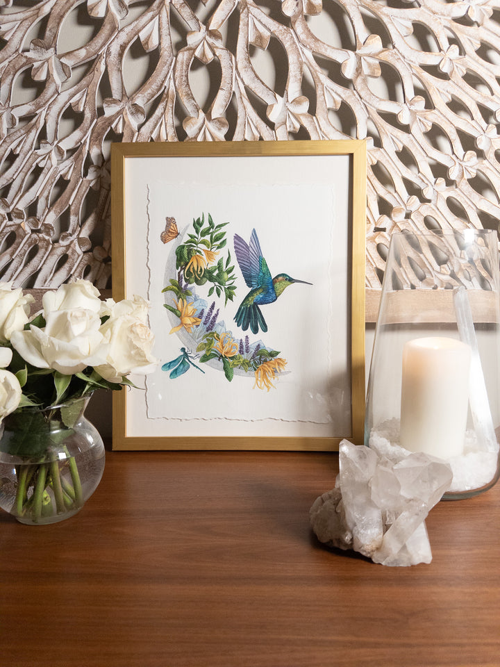 Gemini New Moon | Original Watercolor Painting 11x14" Framed