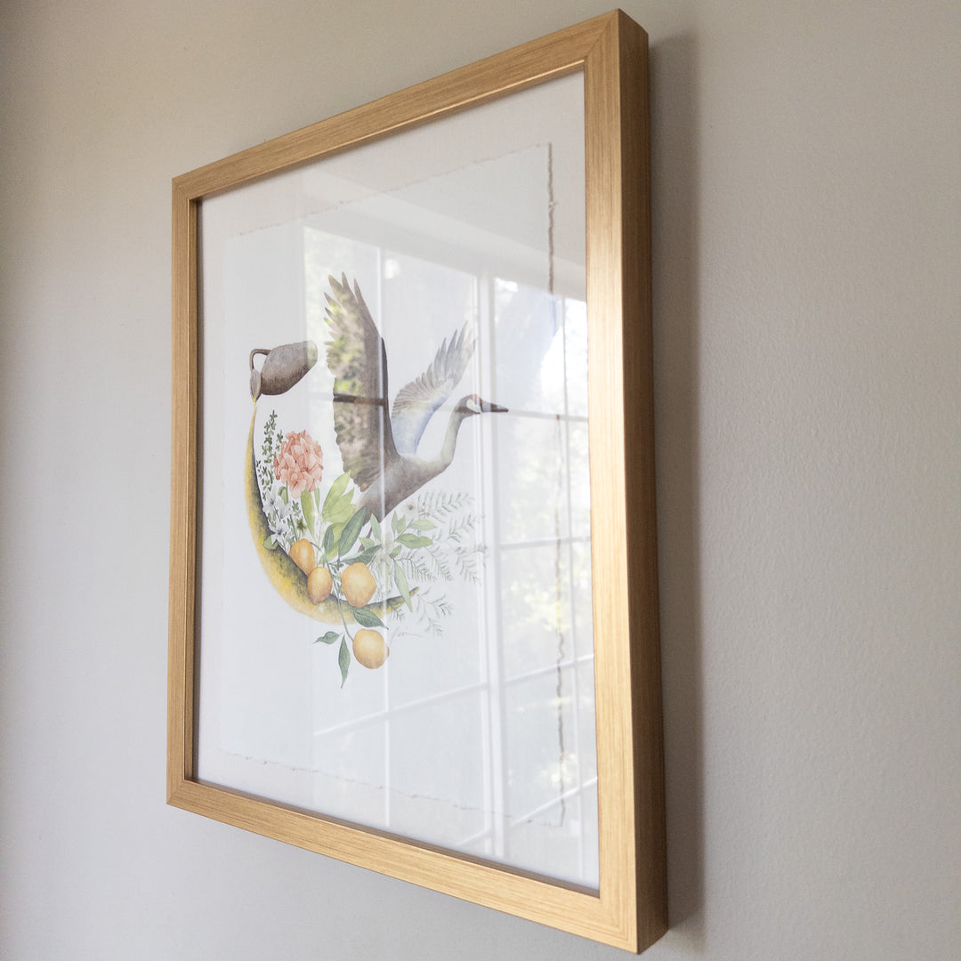 Aquarius New Moon | Original Watercolor Painting 11x14" Framed