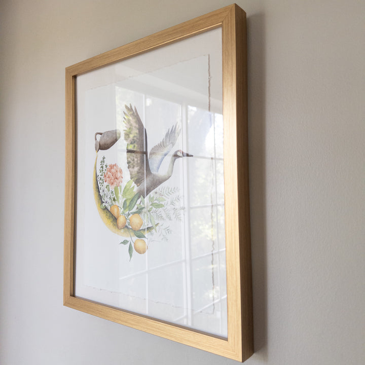 Aquarius New Moon | Original Watercolor Painting 11x14" Framed