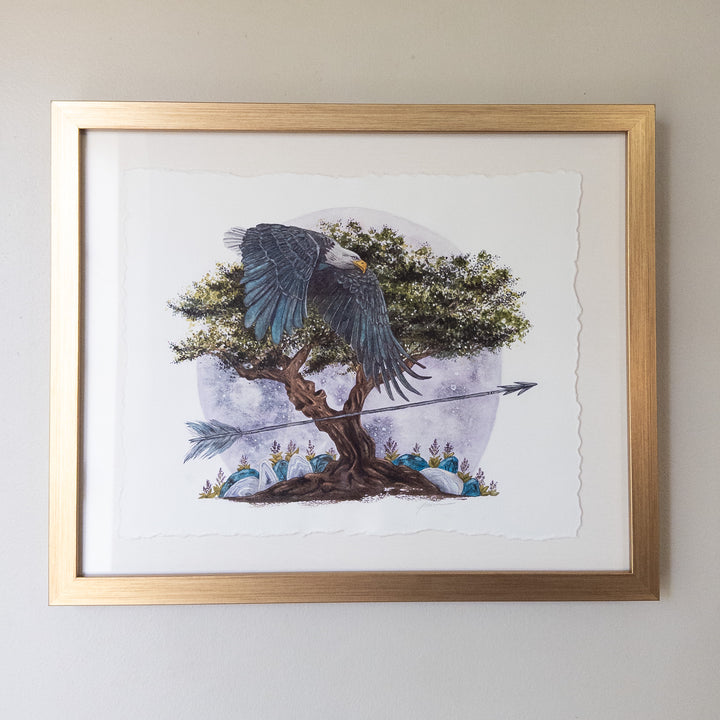 Sagittarius Full Moon | Original Watercolor Painting 11x14" Framed