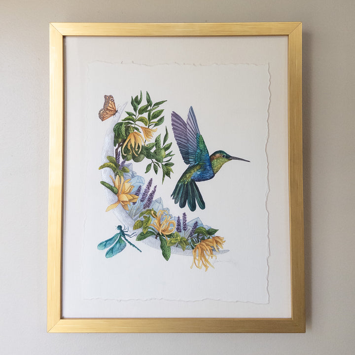 Gemini New Moon | Original Watercolor Painting 11x14" Framed