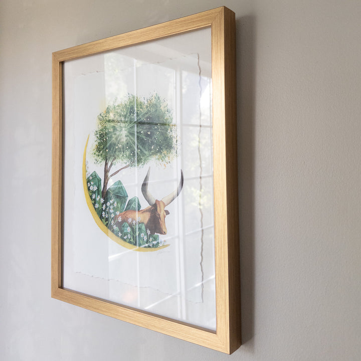 Taurus New Moon | Original Watercolor Painting 11x14" Framed
