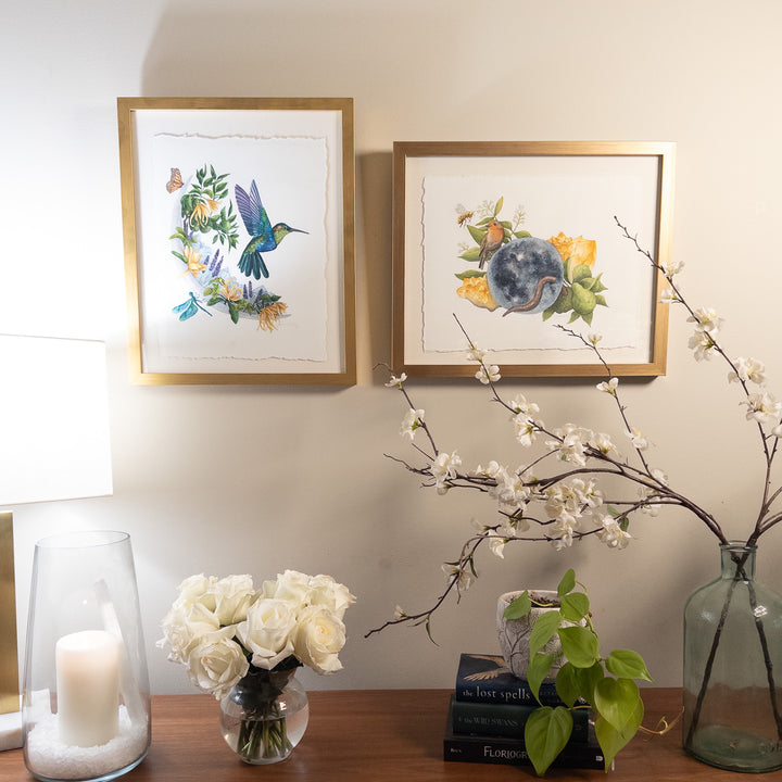 Gemini New Moon | Original Watercolor Painting 11x14" Framed
