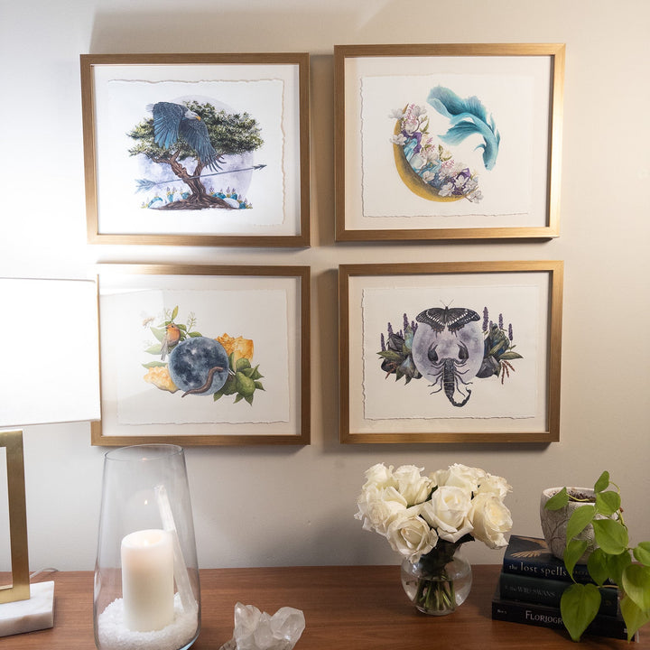 Sagittarius Full Moon | Original Watercolor Painting 11x14" Framed