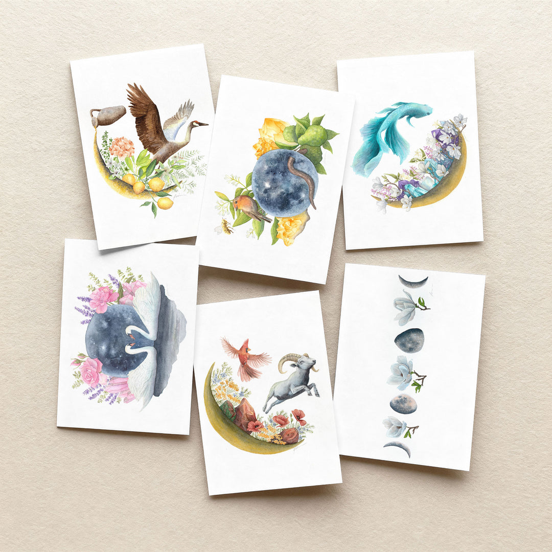 Astrology Moon Greeting Card Set 1