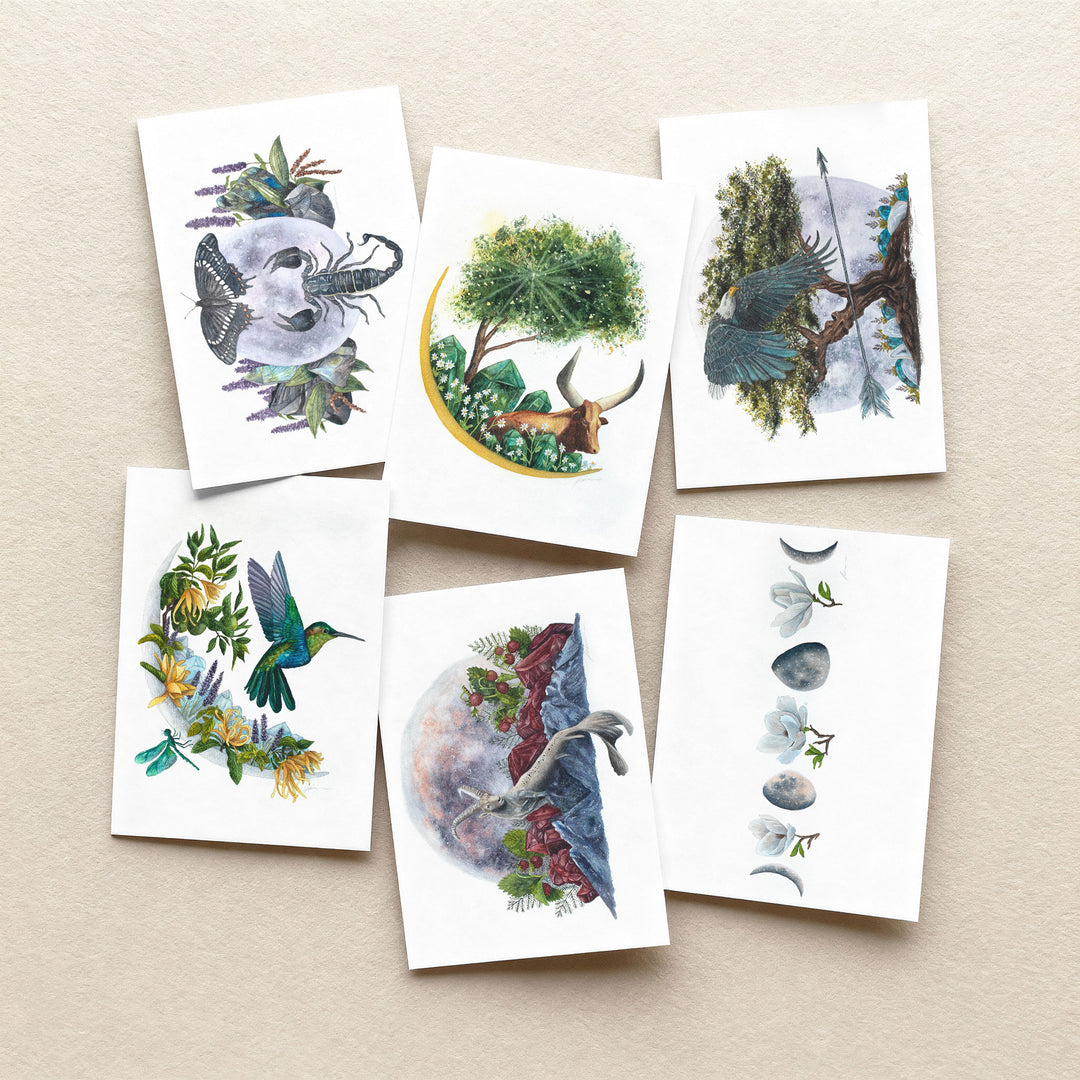 Astrology Moon Greeting Card Set 2