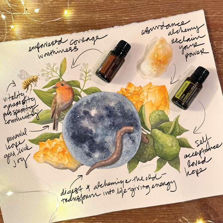 Full Worm Moon in Virgo | Original Watercolor Painting 11x14" Unframed