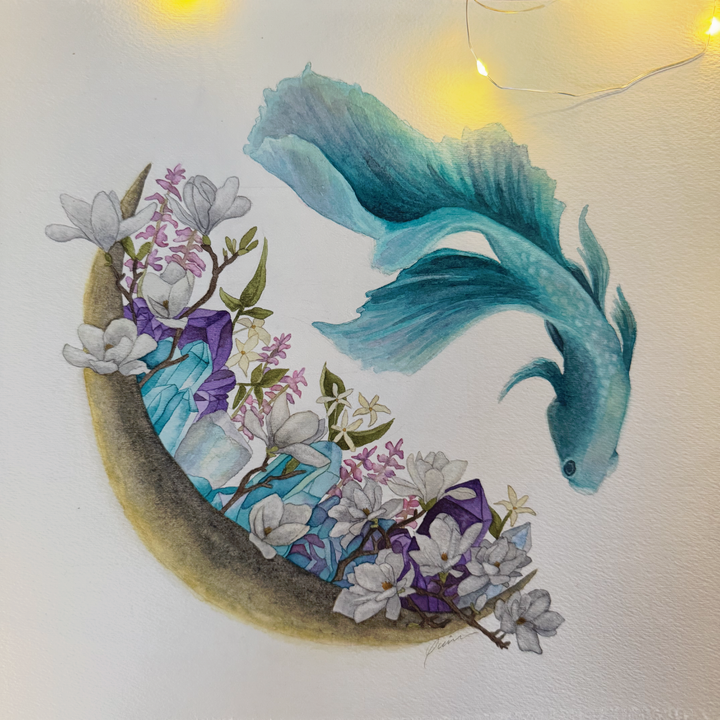 New Moon in Pisces | Original Watercolor Painting 11x14" Unframed